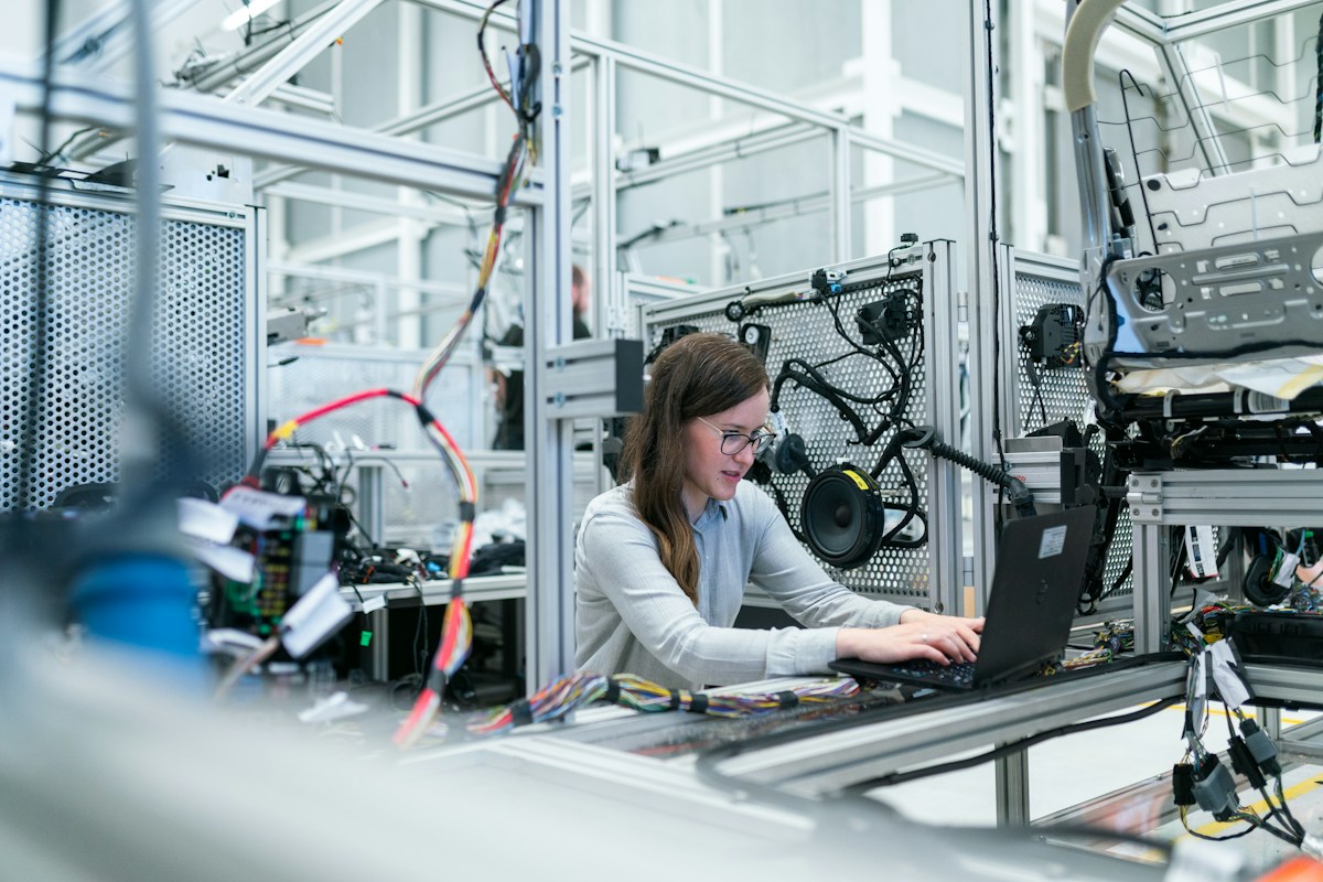 An engineer reviewing technical equipment